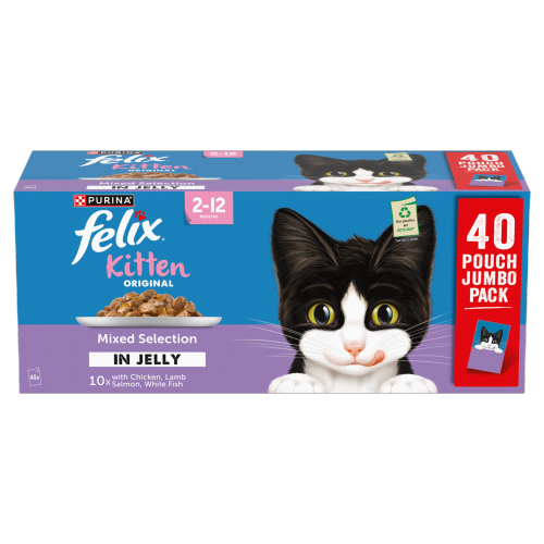 FELIX KITTEN CAT FOOD MIXED SELECTION IN JELLY 40PK 85G