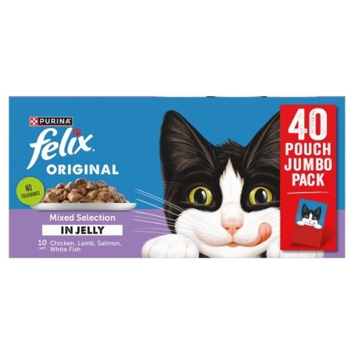 FELIX ORIGINAL MIXED SELECTION IN JELLY WET CAT FOOD 40PK 85G