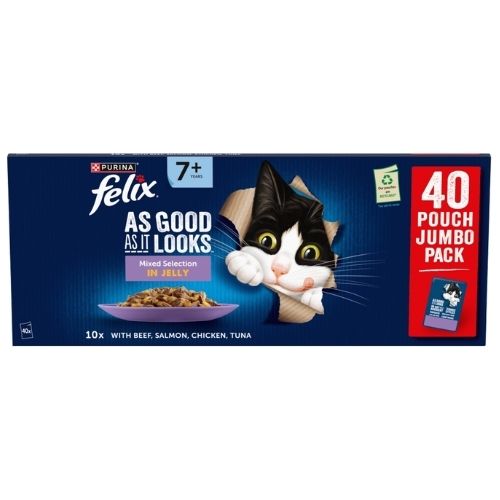 FELIX AGAIL SENIOR 7+ MIXED SELECTION WET CAT FOOD 40PK 85G