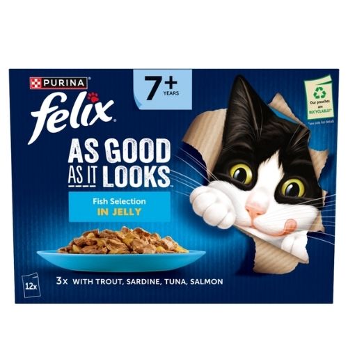 FELIX AGAIL SENIOR 7+ FISH IN JELLY WET CAT FOOD 12PK 85G