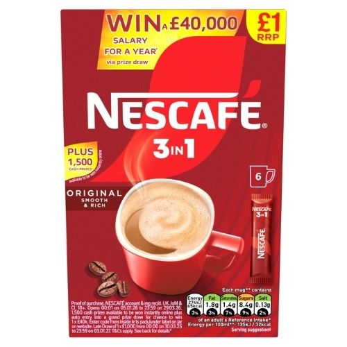 NESCAFE 3 IN 1 ORIGINAL PMP £1.00 6PK 16G