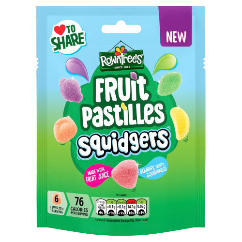 ROWNTREE'S FRUIT PASTILLES SQUIDGERS SWEETS SHARING BAG 120G