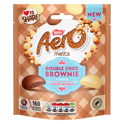 AERO DOUBLE CHOC BROWNIE FLAVOUR MELTS POUCH 86G