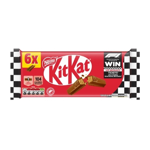 KITKAT 2 FINGER MILK CHOCOLATE BISCUIT BAR 6PK 124.2G