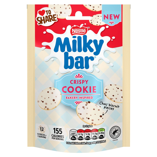 MILKYBAR BUTTONS CRISPY COOKIE WHITE CHOCOLATE SHARING BAG 86G