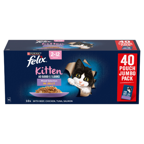 FELIX AGIL KITTEN MIXED SELECTION IN JELLY 40PK 85G