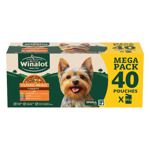 WINALOT MEATY CHUNKS SMALL DOG MIXED IN GRAVY WET DOG FOOD 40X 85G