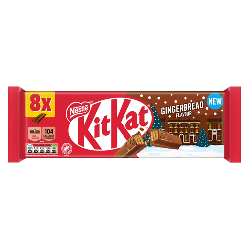 KITKAT 2 FINGER GINGERBREAD CHOCOLATE BISCUIT BAR 8PK 165.6G