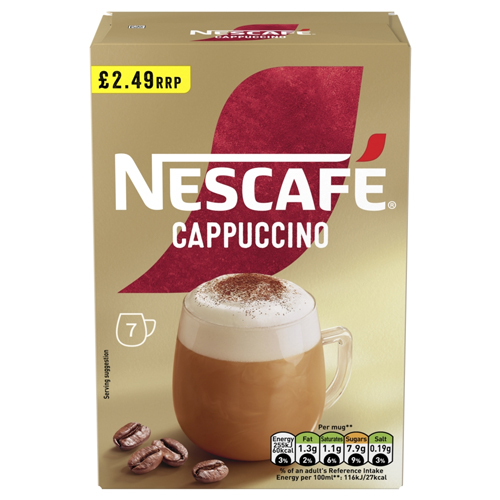 NESCAFE CAPPUCCINO INSTANT COFFEE 7SAC PMP £2.49 108.5G