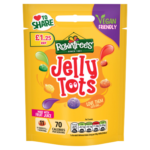 ROWNTREE'S JELLY TOTS SWEETS SHARING BAG PMP £1.25 120G