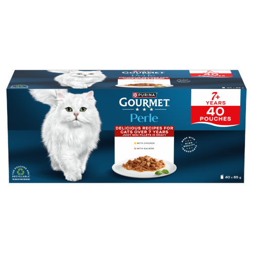 GOURMET PERLE SENIOR 7+ IN GRAVY MIXED VARIETY CHICKEN 40X 85G