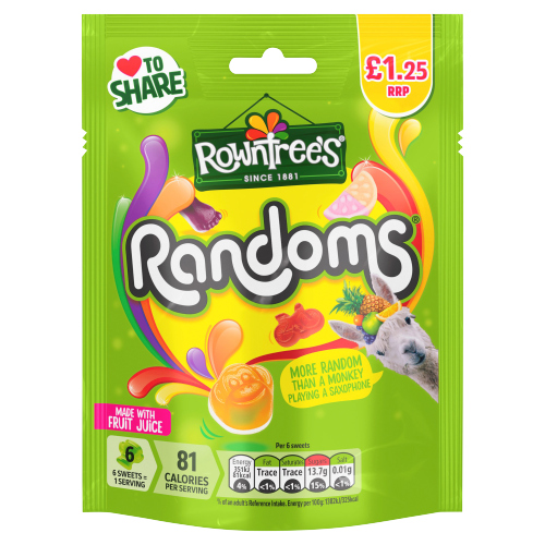 ROWNTREE'S RANDOMS POUCH PMP £1.25 120G