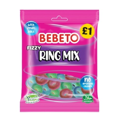 BEBETO FIZZY RING MIX PMP £1.00 150G