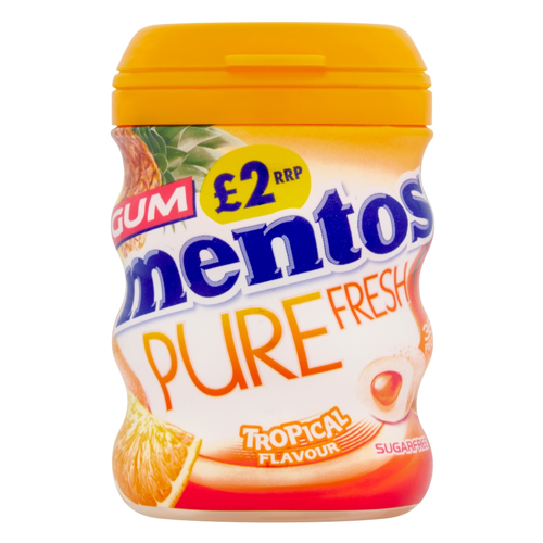 MENTOS 35 PURE FRESH TROPICAL FLAVOUR GUM PMP £2.00 70G
