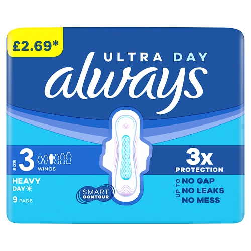 ALWAYS ULTRA DAY & NIGHT WINGS SIZE 3 PMP £2.69 9S