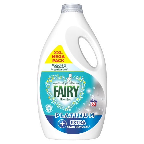 FAIRY PLATINUM +STAIN REMOVER NON BIO WASHING LIQUID FOR SENSITIVE SKIN 63W