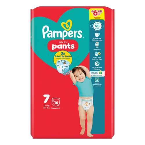 PAMPERS BABY DRY SIZE 7 CARRY  PMP £6.49 16S