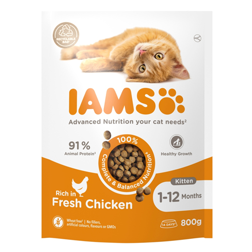 IAMS FOR VITALITY KITTEN FOOD WITH FRESH CHICKEN 800G