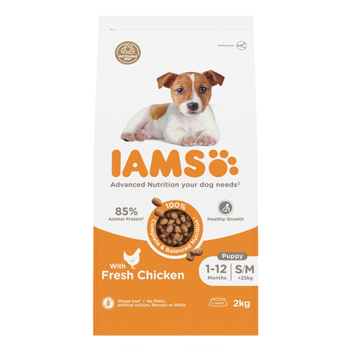 IAMS WITH FRESH CHICKEN PUPPY 1-12 MONTHS S/M <25KG 2KG