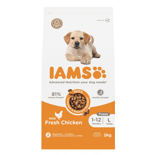 IAMS WITH FRESH CHICKEN 1-12 MONTHS L >25KG 2KG