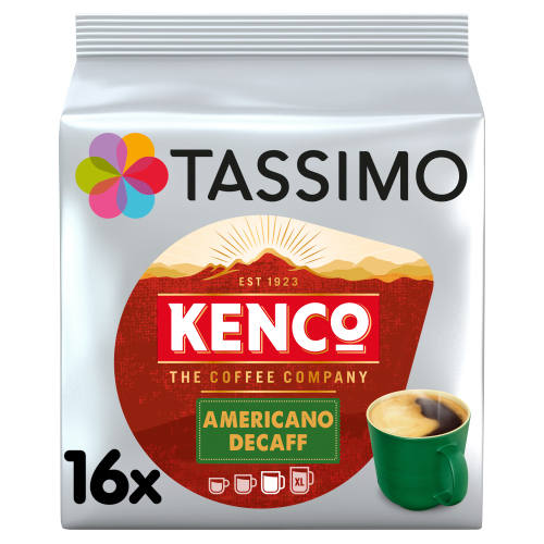 TASSIMO KENCO AMERICANO DECAF COFFEE PODS 16S