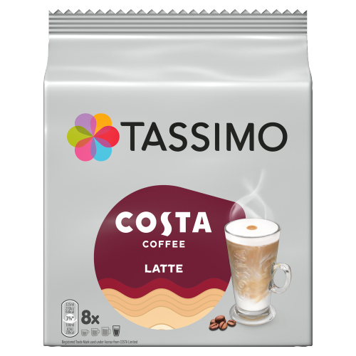 TASSIMO COSTA LATTE COFFEE PODS 8S