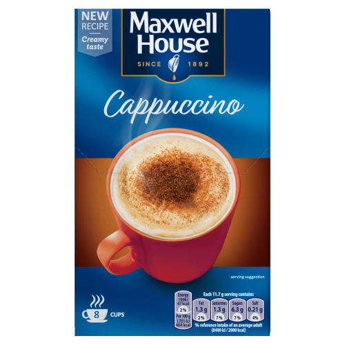 MAXWELL HOUSE CAPPUCCINO INSTANT COFFEE 8 SACHETS 93.6G