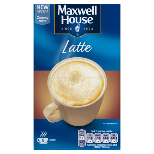 MAXWELL HOUSE LATTE INSTANT COFFEE 8 SACHETS 12G