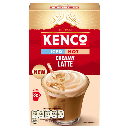 KENCO ICED HOT CREAMY LATTE INSTANT COFFEE 8 SACHETS 146.4G