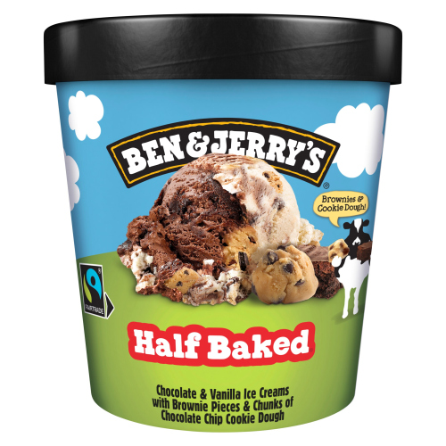 BEN & JERRY'S  ICE CREAM TUB HALF BAKED 465 ML