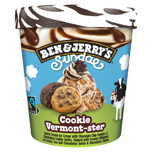 BEN & JERRY'S  ICE CREAM TUB COOKIE VERMONT-STER SUNDAE 427 ML