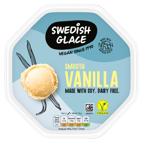 SWEDISH GLACE SMOOTH VANILLA ICE CREAM TUB 750ML