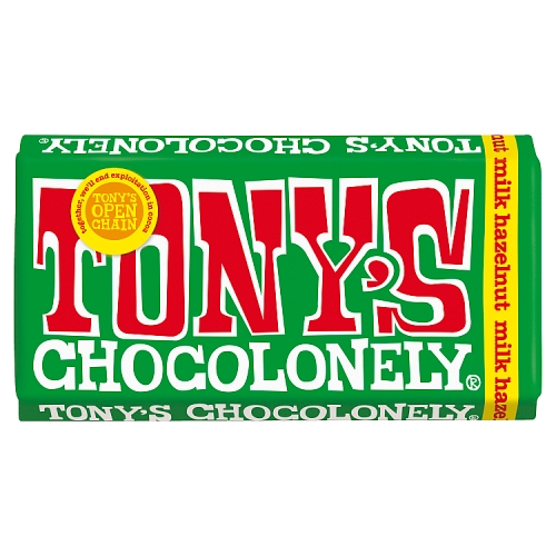 TONY'S CHOCOLONELY MILK HAZELNUT CHOCOLATE BLOCK 180G