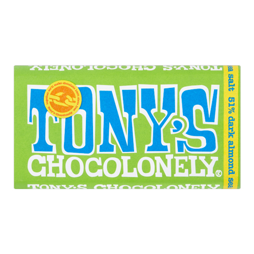 TONY'S CHOCOLONELY LARGE DARK CHOCOLATE ALMOND & SEA SALT  BLOCK 180G