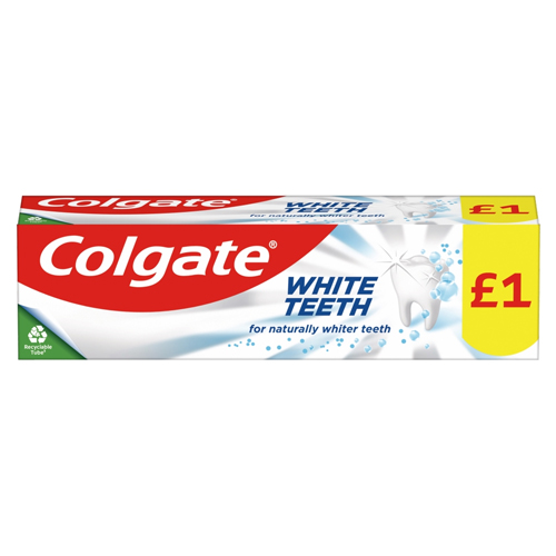 COLGATE TOOTHPASTE WHITE TEETH PMP £1.00 75ML