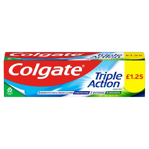 COLGATE TRIPLE ACTION TOOTHPASTE PMP £1.25 75ML