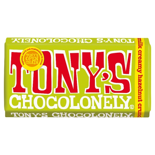 TONY'S CHOCOLONELY MILK CREAMY HAZELNUT CRUNCH BLOCK 180G