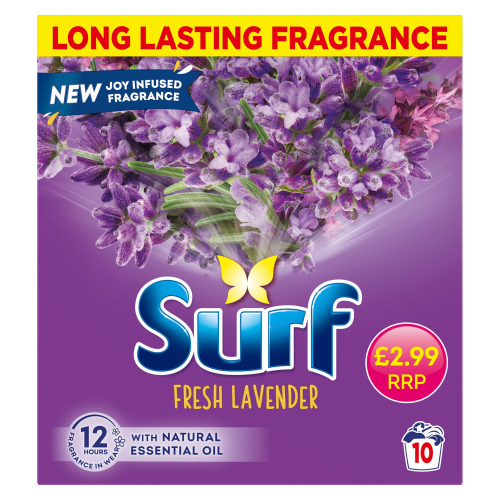 SURF FRESH LAVENDER WASHING POWDER 10 WASHES PMP £2.99 500G