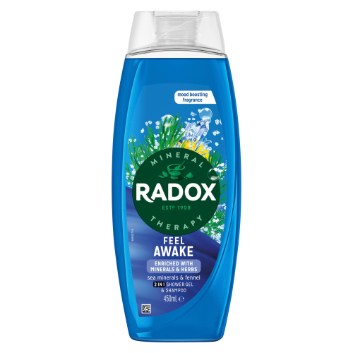 RADOX MINERAL THERAPY FEEL AWAKE 2-IN-1 SHOWER GEL & SHAMPOO 450ML