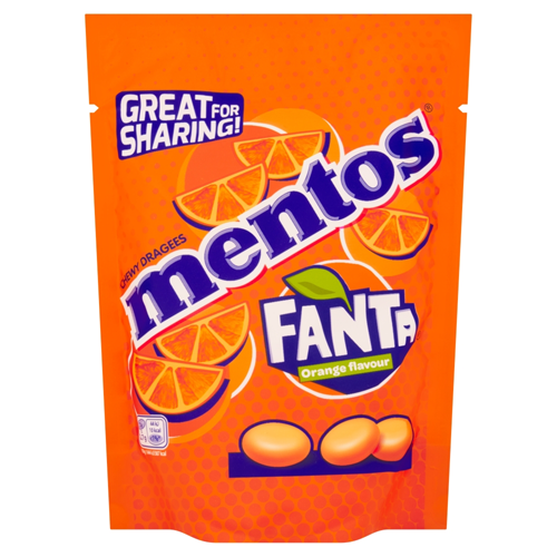 MENTOS FANTA ORANGE FLAVOUR CHEWY DRAGEES 140G