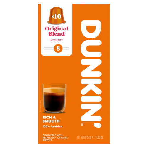 DUNKIN ORIGINAL BLEND NESPRESSO COMPATIBLE  RICH & SMOOTH COFFEE PODS 10S