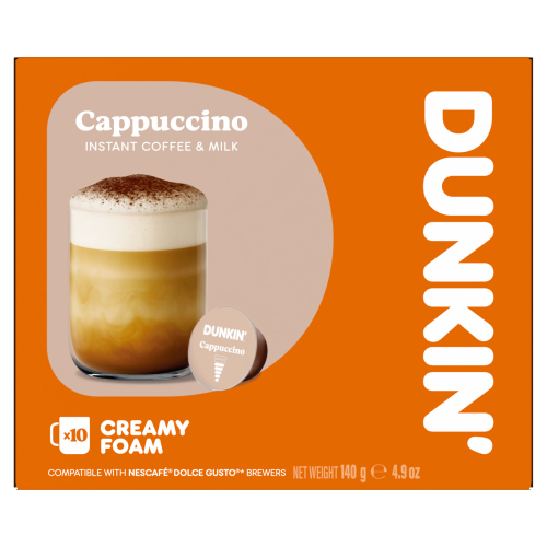 DUNKIN CAPPUCCINO DOLCE GUSTO CREAMY FOAM COFFEE PODS 10S