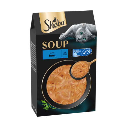 SHEBA CLASSICS SOUP CAT POUCHES WITH TUNA FILLETS 4PK 40G