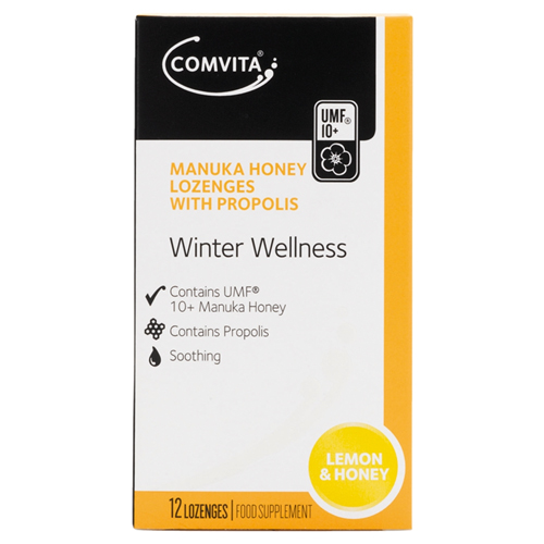COMVITA MANUKA HONEY LOZENGES WITH PROPOLIS LEMON & HONEY 12X 12G